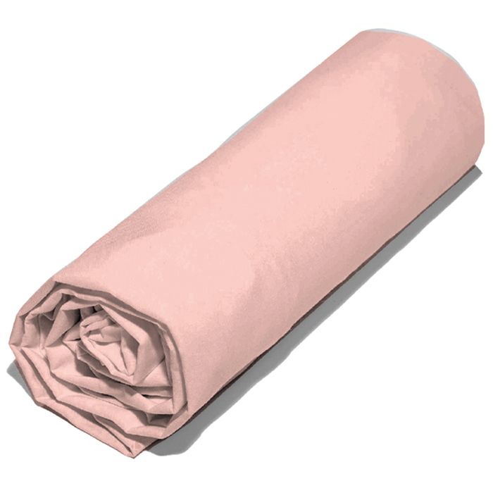 Drap housse 90x190 cm polyester microfibre LAGO rose bonnet 28 cm