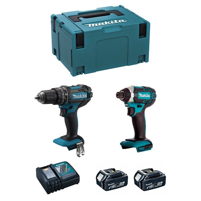 Kit d'outils MAKITA DHP482 + DTD152 Sans fil 2 batteries 5 Ah 18 V