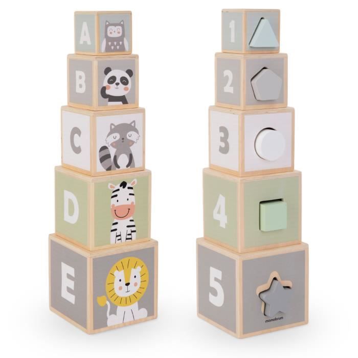 Mamabrum Trieur De Dinosaures – 6 Boîtes En Carton + 6 Dinosaures En Bois – Dès 12 Mois – Couleurs Et Chiffres