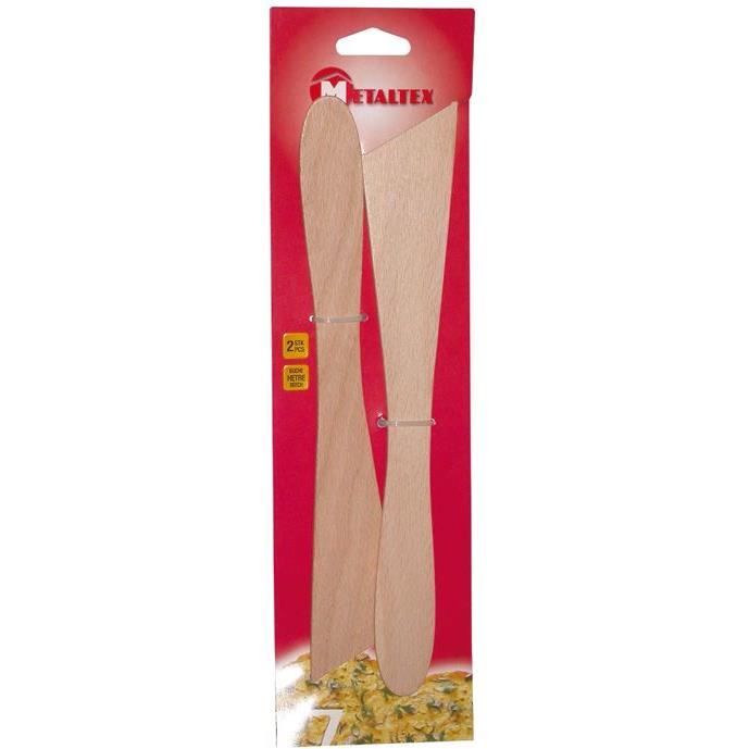 Spatules+en+bois+-+METALTEX+-+30+cm+-+Lot+de+2+-+Bois+dhetre+-+Marron