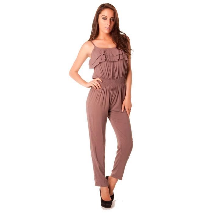 Miss Wear Line - Combinaison femme taupe avec volant au buste et élastique  à la taille Marron - Cdiscount Prêt-à-Porter