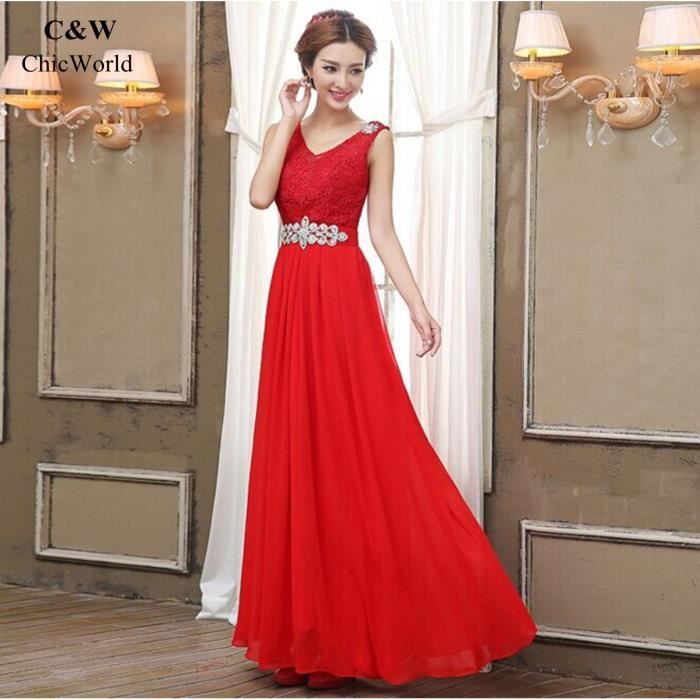 Robe Longue De Mariage Faux Diamant Désign Robe Rouge