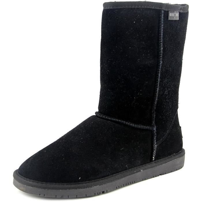 Minnetonka Olympia Short Boot Femmes Daim Botte d hiver Noir