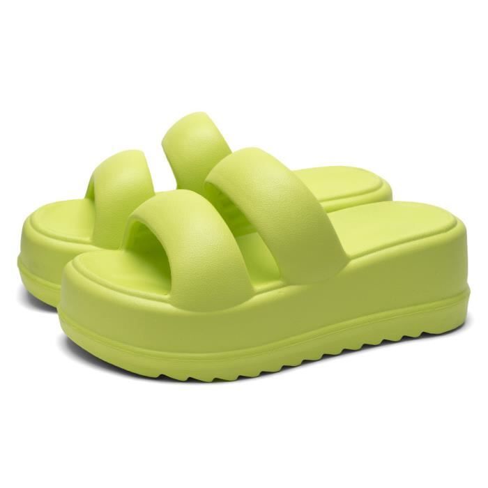 Claquettes Femme Claquettes Compensees Femme Claquette Femme Chaussons d ete Sandales Femme Confortables 7CM Sandales Jaune Jaune Cdiscount Chaussures