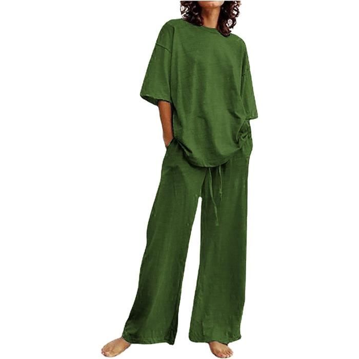 ENSEMBLE DE VETEMENTS 2023 Ensemble Femme 2 Pi ces Coton et Lin
