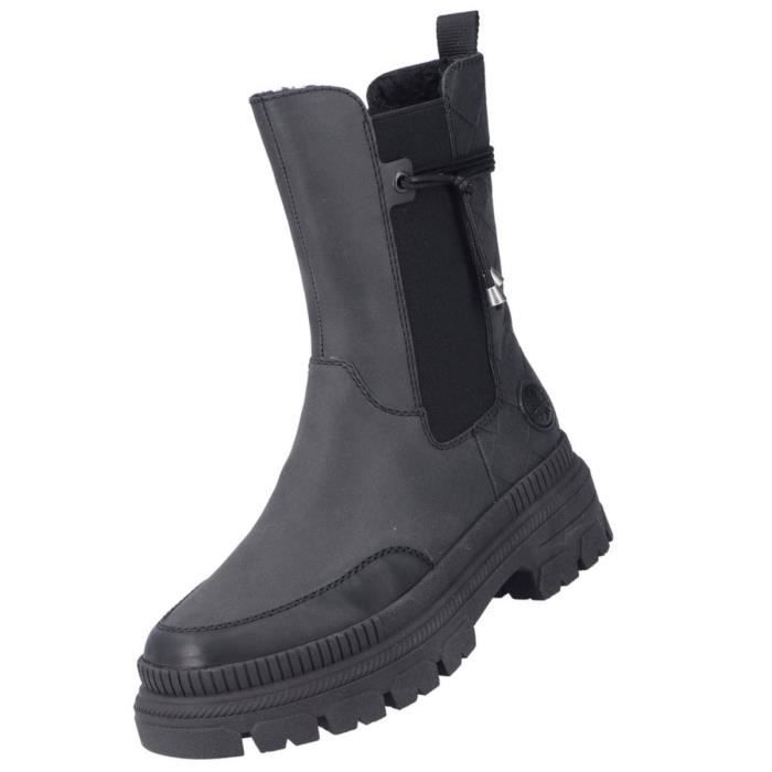 Bottes Chelsea Rieker Femme Noir Fermeture Zip Talon 6cm Synthetique Noir Cdiscount Chaussures