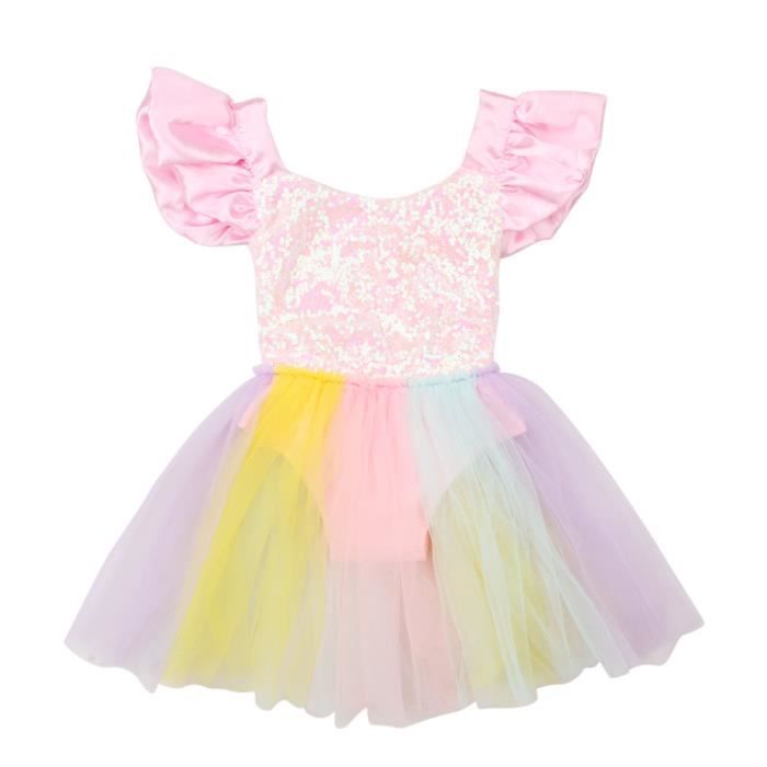 Robe A Paillette Tutu Colore Body Licorne Barboteuse Dos Nu Costume Anniversaire Photographie Multicolore Pour Bebe Fille Rose Achat Vente Body Cdiscount