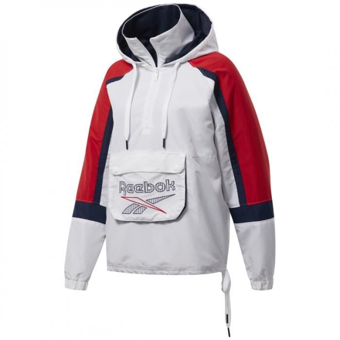 veste coupe-vent femme reebok anorak classics - blanc - manches longues - respirant