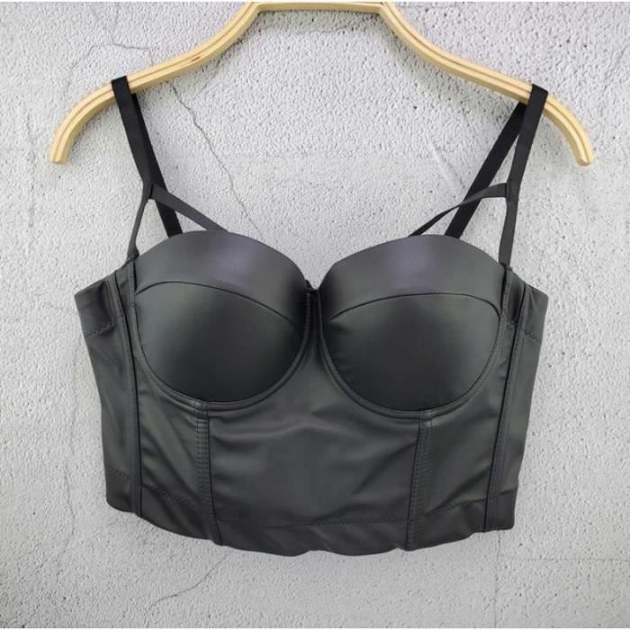 Gilet Soutien gorge Push Up en maille pour femmes Corset Bustier sexy court et long boite de nuit Type strap pu black Blanc Cdiscount Pret a Porter