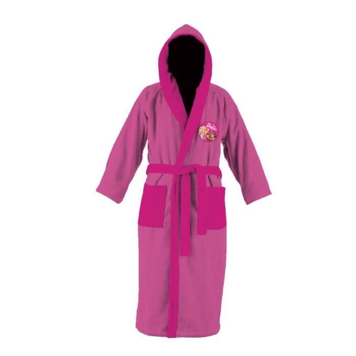 Barbie, Peignoir Bain - Robe de Chambre, 100% Coton , Rose, Fille