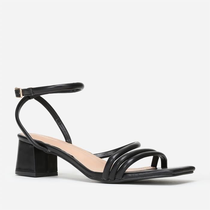 Sandales noires talon carré cheap