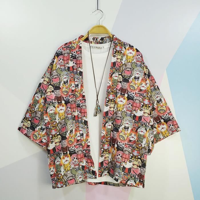 Haori Japonais Homme - Veste Légère Style Kimono Cardigan - Printemps-été - Vêtement Traditionnel Décontracté - Coton/lin