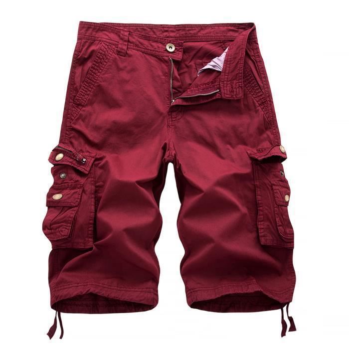 Bermuda de Marque Luxe salopette camouflage bordeaux Homme Cargo Grande VeTements Masculin