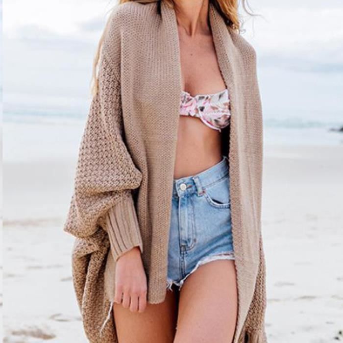 Cardigan pour femmes, veste de pull en tricot Cardigan décontracté (kaki)