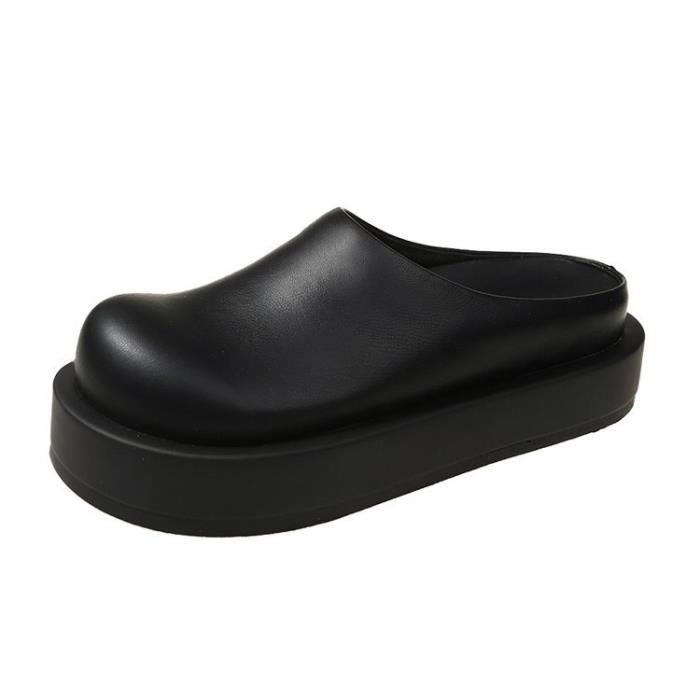 Mules Femme Simili cuir Casual Semelle epaisse Confortable Noir Cdiscount Chaussures