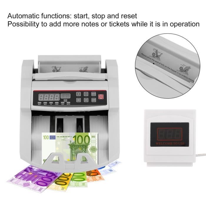 Onherm Détecteur Faux Billets UV/MG/IR - Compteuse Billets 7 Tests Authenticité EUR USD GBP