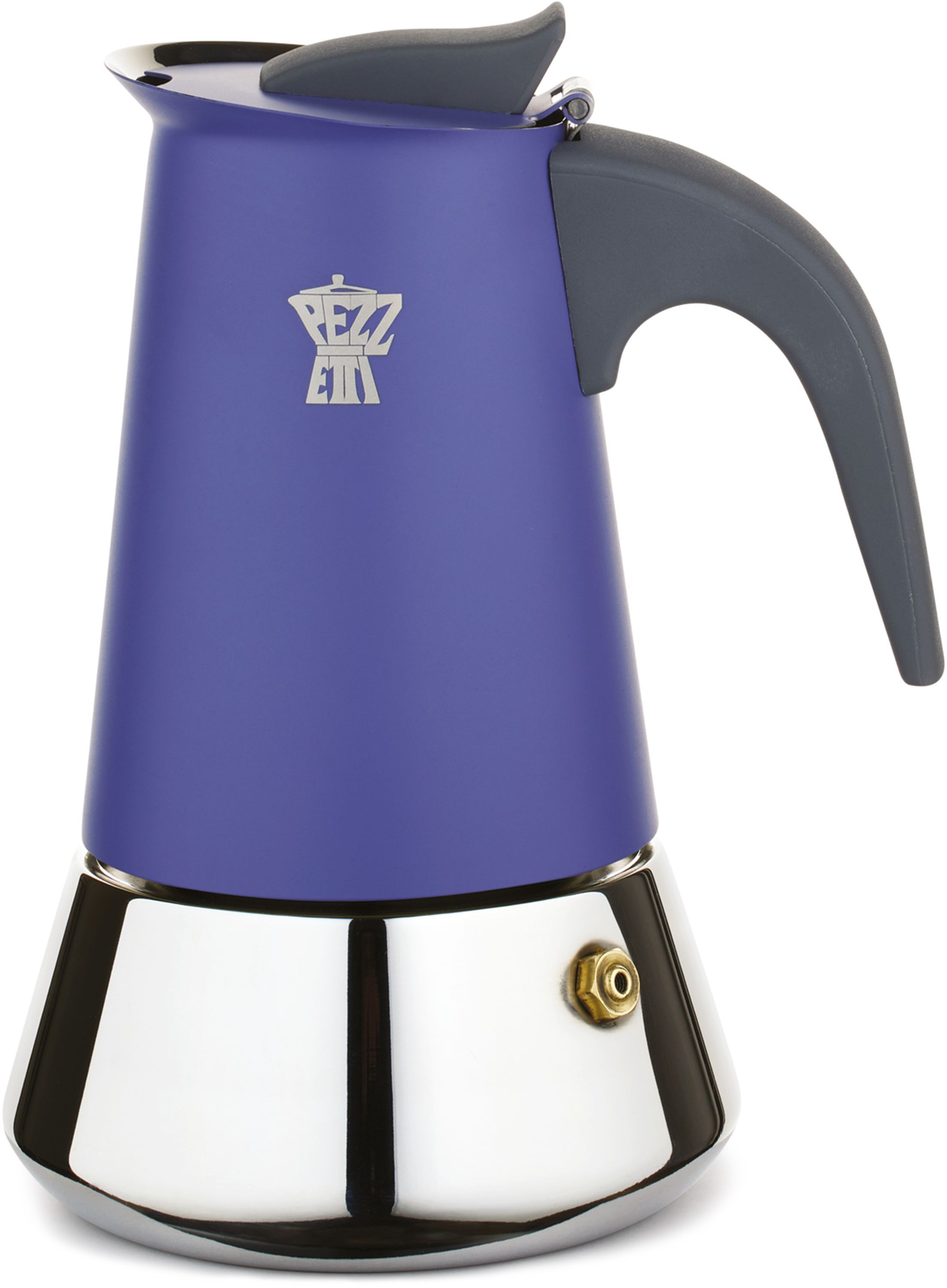 Cafetiere+italienne+-+PEZZETTI+-+STEELEXPRESS+-+Acier+inoxydable+-+4+tasses+-+Tous+feux+dont+induction+-+Bleu+Indigo