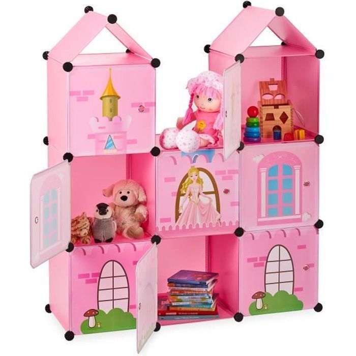 Armoire emboîtable chambre d'enfants - RELAXDAYS - Château de princesse - Rose - Plastique