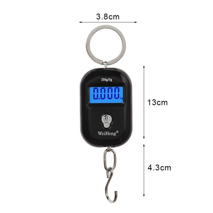 Balance Numérique Portable 300 Kg - Avec Crochet Et écran LCD - Unités Kg, Lb, N - Pour Valise, Pêche, Chasse, Voyage - 9