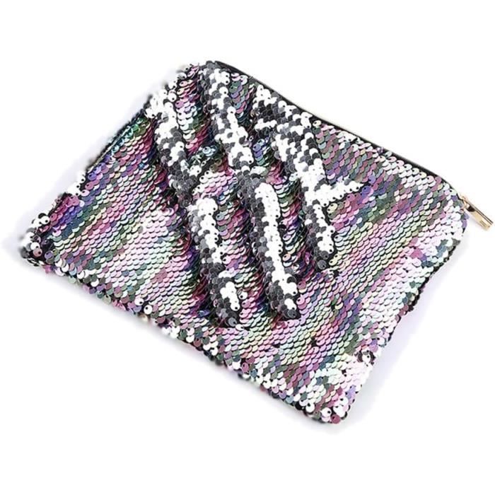 Trousse à Crayons En Cuir Pailleté Noir Et Or - Grande Capacité (21x5.5x5.9 Cm) - Pour école, Maquillage, Accessoires - Fermeture éclair Fluide