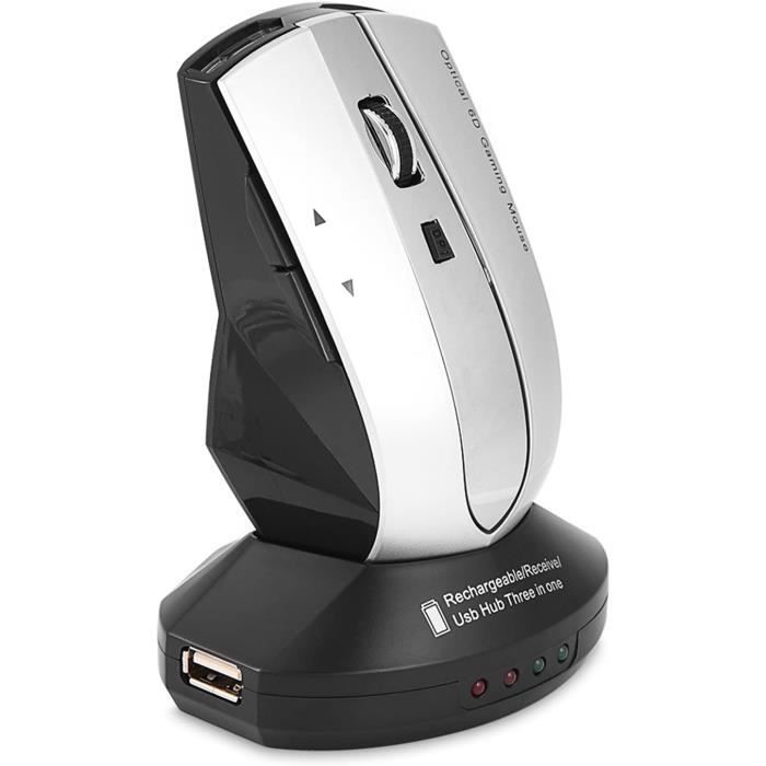 Souris Sans Fil, Souris Rechargeable Sans Fil 2,4 G USB Ergonoique