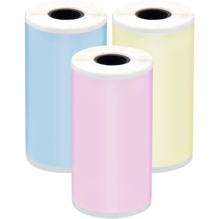 Lot 4 Feuilles Papier Thermique Adhésif Coloré - Pour Imprimantes Paperang Et POS - 57x25mm