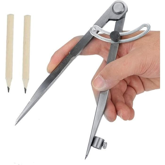 ZLKSKER Boussole Professionnelle Bois 30.5 Cm Avec Porte-Crayon - Outil Charpentier Séparateur D'Aile Verrouillable