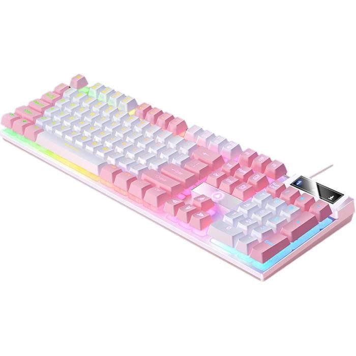 Clavier Gaming Mécanique Rétro GCSUPERMARKET, Touches Rondes Métal Brillant, RGB 104 Touches