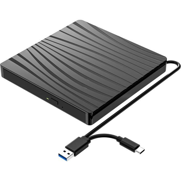 Graveur CD/DVD Externe USB 3.0 Et Type-C - Pour PC Et Mac - Lecture Et Gravure Rapide