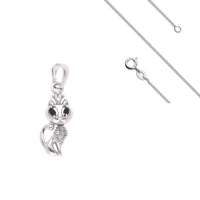 Collier Pendentif Couple De Chat Cristal Swarovski Plaque Or Blanc 750 Blanc Achat Vente Sautoir Et Collier Collier Pendentif Couple De Plaque Or Argente