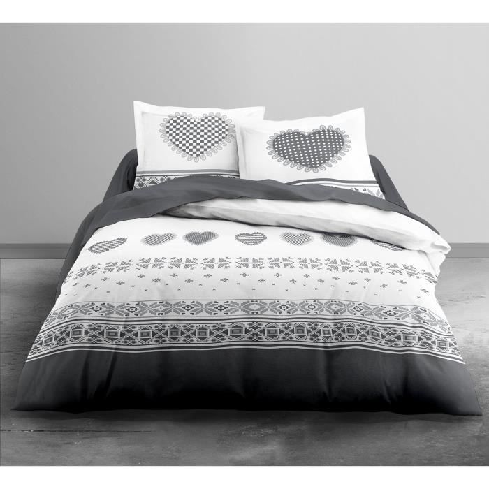 Today Dp2 Parure De Lit 2 Personnes Flanelle Avoriaz Plat 240x290 Cm Drap Housse 140x190 Cm 2 Taies D Oreiller 63x63cm Coton Achat Vente Parure De Drap Cdiscount