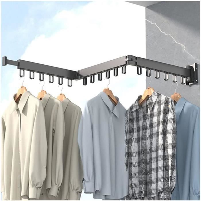 Hapivida Cintre Pliant Mural Rétractable - Porte-Vêtements Multifonction Pour Buanderie Et Salle De Bain