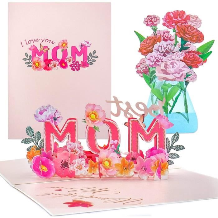 Carte Anniversaire Maman,3D Carte Pop Up Anniversaire Faite à La Main,Carte Anniversaire Femme,Carte