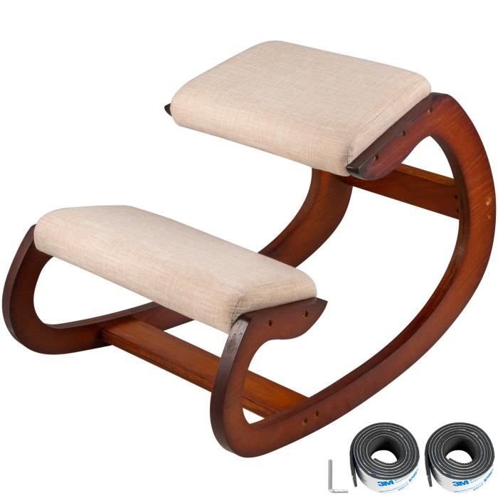 Tabouret ergonomique - VEVOR - Capacité de 150 kg Siege Ergonomique à Genoux Chaise Fauteuil Tabouret en Bois