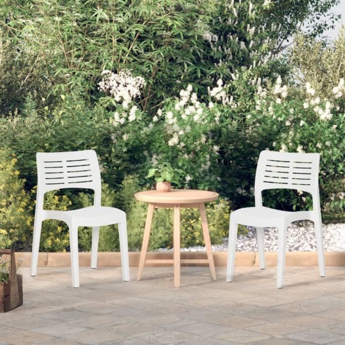 317729 vidaXL Chaises de jardin 2 pcs Blanc Polypropylène