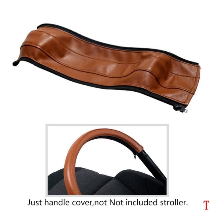 Housse De Protection Pour Poignée De Poussette - En Cuir, Avec Zip - Environ 52x12 Cm - Facile à Installer, Lavable