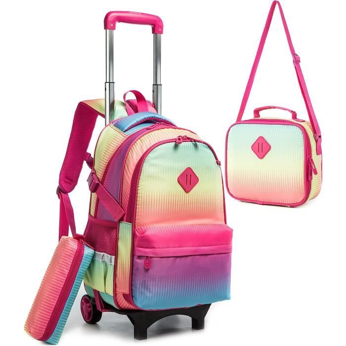 Sac a Dos a Roulette ZGEER Fille Primaire Polyester Double Sangles CouleurSexe Filles Cdiscount Bagagerie Maroquinerie