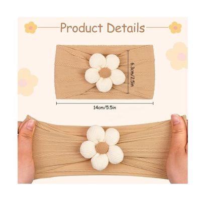 Lot De 3 Bandeaux Fleur Bébé Fille - élastique Nylon Doux, Taille Unique Ajustable, Pour Nouveau-né Et Tout-petit