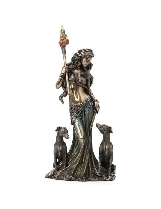 HÉCATE et ses Chiens Déesse Grecque de la Lune Statue Décoration Mythologie 33cm Cdiscount Maison