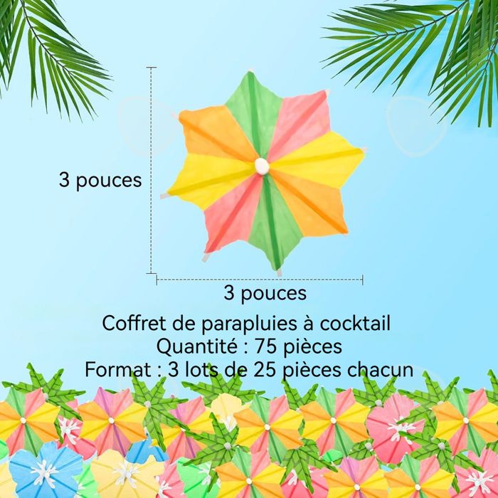 Lot De 288 Petits Parasols Cocktail Colorés - Décorations Pour Boissons, Fruits, Desserts - Fêtes, Bars - 13