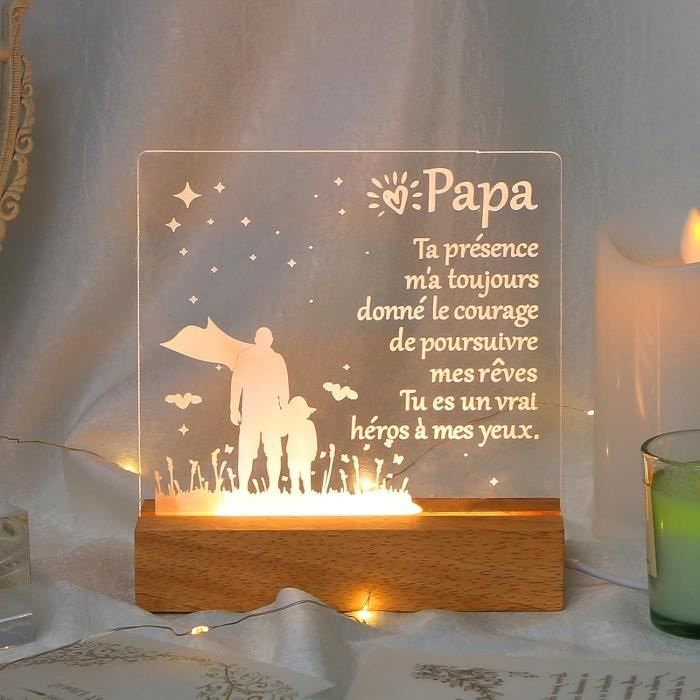 Cadeau Papa, Cadeau Anniversaire Papa, Cadeau Fete Des Peres, Veilleuse en  Acrylique Cadeau pour Papa, Cadeau Pere, Cadeau Noël Papa, Cadeau