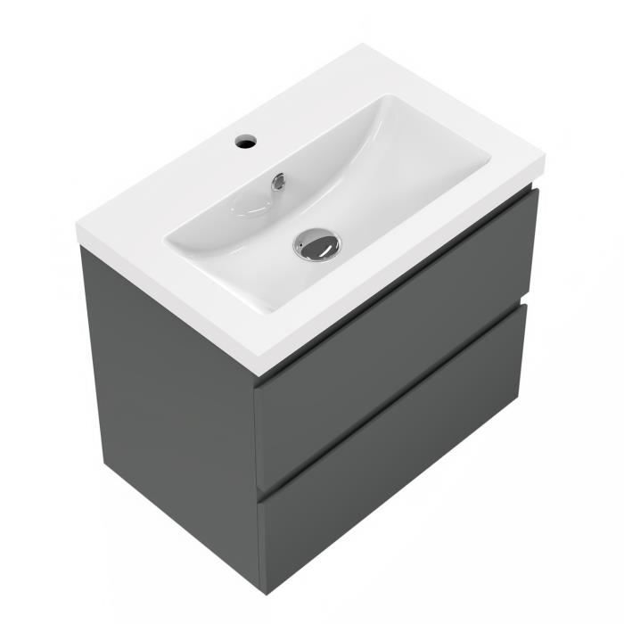 Ensemble Meuble Salle De Bain 50cm Chêne Clair Avec Vasque - Rangement 2 Tiroirs