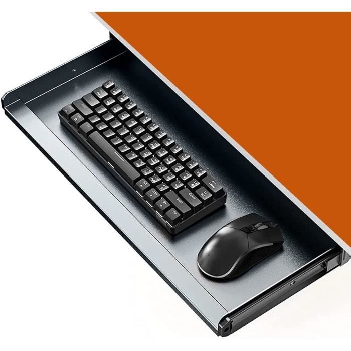QWORK Plateau Clavier Coulissant Sous Bureau - Support 20kg Avec Pince En C - Gain De Place Ergonomique