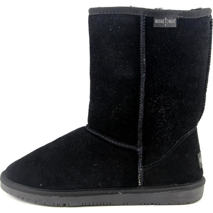 Minnetonka Olympia Short Boot Femmes Daim Botte d hiver Noir