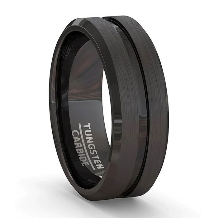Bague noir top mat homme