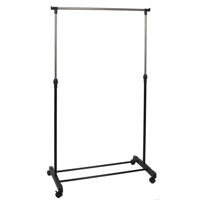 MISSLO Petit Portant à Vêtements Sur Roulettes - Métal Robuste, Charge 54 Kg, Idéal Petit Espace (Noir)