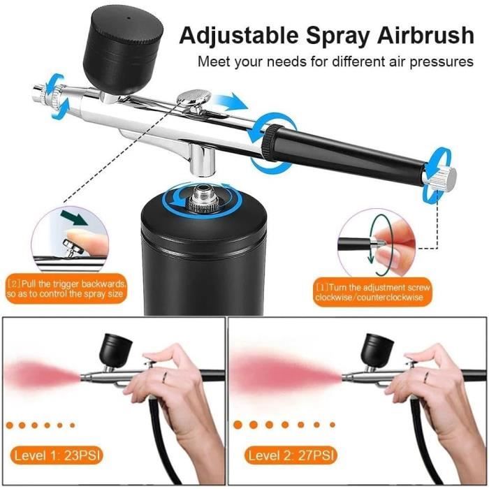 Weytoll Aerografo Complet Kit avec compresseur d'air, support d