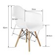 2 Chaise scandinaves fauteuil en Plastique, Inspiration Rétro Olivia Eiffel pour Salle à Manger, Salle de réunion, Cuisine - (Blanc)-2