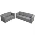 5668Vente® Ensemble Canapés De Relaxation 3 + 2 places pour 2-6 personnes Durable & Luxe Canapé Sofa Canapé droit fixe Tissu Gris cl-2