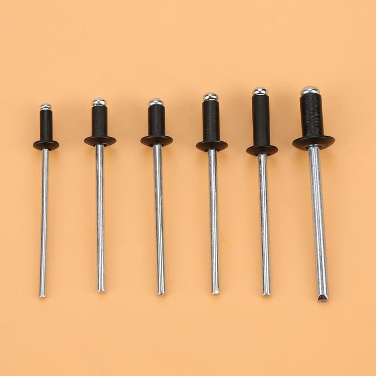 Lot De 200 Rivets Aveugles En Aluminium Noir - Avec Grande Bride - Pour Bricolage, Réparation